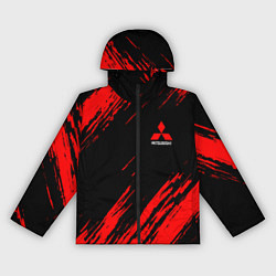 Ветровка с капюшоном женская Mitsubishi Texture Red, цвет: 3D-черный