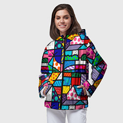 Ветровка с капюшоном женская Ромеро Бритто красочный узор, цвет: 3D-черный — фото 2