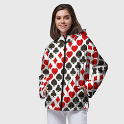 Ветровка с капюшоном женская Карточные Масти Card Suits, цвет: 3D-черный — фото 2