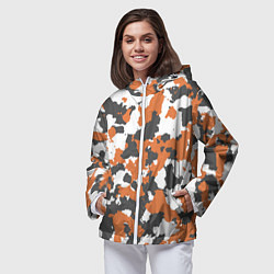 Ветровка с капюшоном женская Orange Camo, цвет: 3D-белый — фото 2