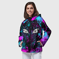 Ветровка с капюшоном женская ГЛАЗА АКАЗЫ ГЛИТЧ, цвет: 3D-черный — фото 2