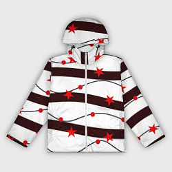 Ветровка с капюшоном женская Красные Звезды На Волнах, цвет: 3D-белый