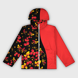 Ветровка с капюшоном женская Хохлома Русская роспись, цвет: 3D-белый