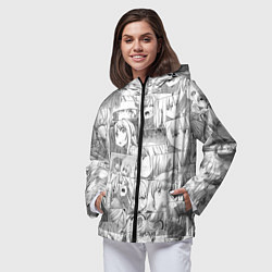 Ветровка с капюшоном женская Волчица и пряности pattern, цвет: 3D-черный — фото 2