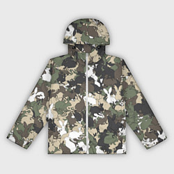 Ветровка с капюшоном женская Камуфляж с кроликами, цвет: 3D-белый