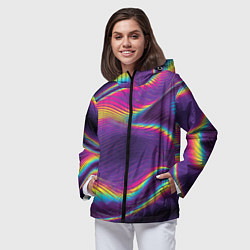 Ветровка с капюшоном женская Neon fashion pattern Wave, цвет: 3D-черный — фото 2