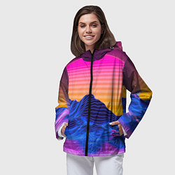Ветровка с капюшоном женская РЕТРО НЕОН CYBERPUNK, цвет: 3D-черный — фото 2