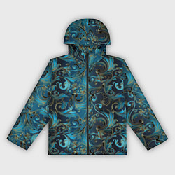 Ветровка с капюшоном женская Blue Abstract Узоры, цвет: 3D-черный