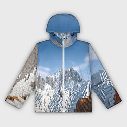 Ветровка с капюшоном женская Minecraft Mountains Video game, цвет: 3D-белый