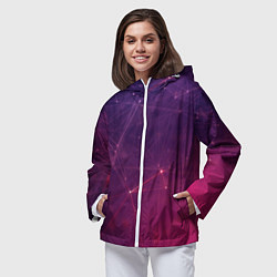 Ветровка с капюшоном женская Абстрактные взаимосвязанные линии, цвет: 3D-белый — фото 2