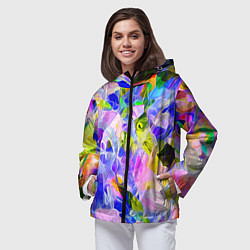 Ветровка с капюшоном женская Красочный цветочный узор Весна - Лето 2023 Colorfu, цвет: 3D-черный — фото 2