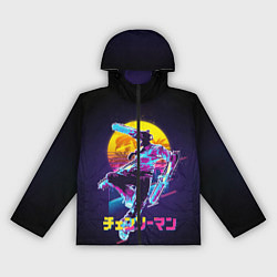 Ветровка с капюшоном женская CHAINSAW MAN on the background of the moon, цвет: 3D-черный