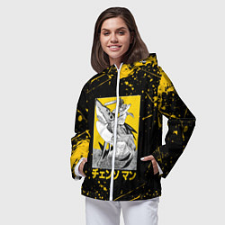 Ветровка с капюшоном женская ЧЕЛОВЕК-БЕНЗОПИЛА CHAINSAW MAN AND BEAM, цвет: 3D-белый — фото 2
