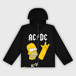Ветровка с капюшоном женская AC DC ГОМЕР СИМПСОН SIMPSONS, цвет: 3D-черный