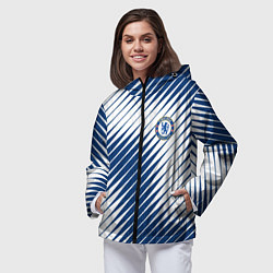 Ветровка с капюшоном женская Маленькое лого ЧЕЛСИ АБСТРАКЦИЯ, цвет: 3D-черный — фото 2