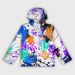 Ветровка с капюшоном женская Брызги и мазки разноцветных красок на белом фоне, цвет: 3D-белый