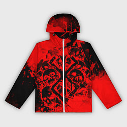 Ветровка с капюшоном женская КЛЕЙМО ЖЕРВЫ И ЧЕРЕПА БЕРСЕРК, цвет: 3D-белый