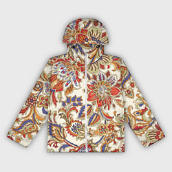 Ветровка с капюшоном женская Цветочный винтажный орнамент, цвет: 3D-белый