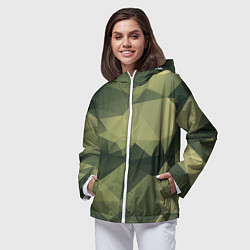 Ветровка с капюшоном женская 3д полигоны - камуфляж, цвет: 3D-белый — фото 2