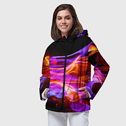 Ветровка с капюшоном женская Abstract colorful waves, цвет: 3D-черный — фото 2