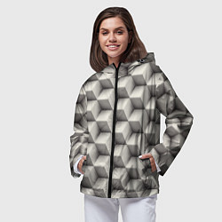 Ветровка с капюшоном женская 3D Куб Оптическая иллюзия 3D Cube, цвет: 3D-черный — фото 2