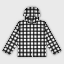 Ветровка с капюшоном женская Black and white trendy checkered pattern, цвет: 3D-белый