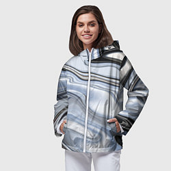 Ветровка с капюшоном женская Серебристая поверхность воды, цвет: 3D-белый — фото 2