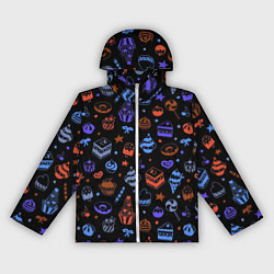 Ветровка с капюшоном женская Паттерн из тортов, пирожных и других сладостей, цвет: 3D-белый