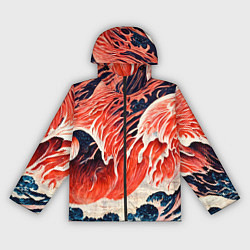 Ветровка с капюшоном женская Великая красная волна, цвет: 3D-черный