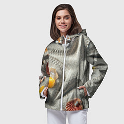 Ветровка с капюшоном женская Звезда из песка, ракушки и две жемчужины, цвет: 3D-белый — фото 2