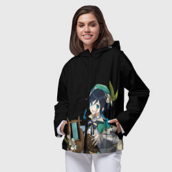 Ветровка с капюшоном женская Венти : Анемо архонт - Геншин, цвет: 3D-черный — фото 2