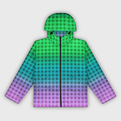 Ветровка с капюшоном женская Gradient lilac green plaid, цвет: 3D-черный