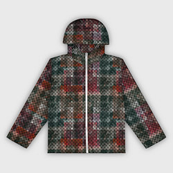 Ветровка с капюшоном женская Черный сетчатый узор на гранжевом фоне, цвет: 3D-белый