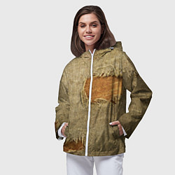 Ветровка с капюшоном женская Старая рваная мешковина - авангард, цвет: 3D-белый — фото 2