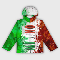 Ветровка с капюшоном женская Флаг Италии - кляксы, цвет: 3D-черный