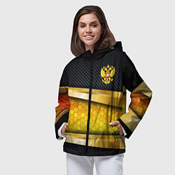 Ветровка с капюшоном женская Black & gold - герб России, цвет: 3D-черный — фото 2