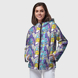 Ветровка с капюшоном женская Череп и солнце, цвет: 3D-черный — фото 2