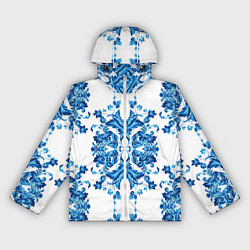 Ветровка с капюшоном женская Гжель синие цветы, цвет: 3D-белый