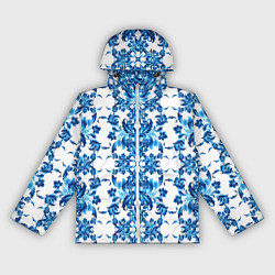 Ветровка с капюшоном женская Гжель полосы, цвет: 3D-белый