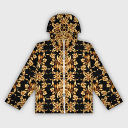 Ветровка с капюшоном женская Золотая гжель полосы, цвет: 3D-белый