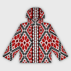 Ветровка с капюшоном женская Вышивка геометрический узор крест, цвет: 3D-белый