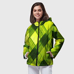 Ветровка с капюшоном женская Узор из натуральной травы, цвет: 3D-черный — фото 2