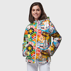Ветровка с капюшоном женская Skzoo stickers characters, цвет: 3D-белый — фото 2