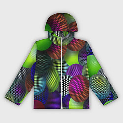 Ветровка с капюшоном женская Трехмерные разноцветные шары, цвет: 3D-белый