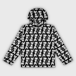 Ветровка с капюшоном женская Скелет кошки - Halloween pattern, цвет: 3D-черный