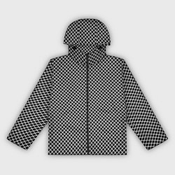 Ветровка с капюшоном женская Абстрактная чёрно-белая мозаика, цвет: 3D-черный