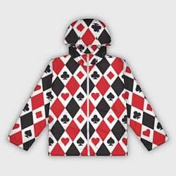 Ветровка с капюшоном женская Фон из карточных мастей, цвет: 3D-белый