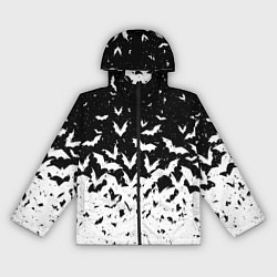 Ветровка с капюшоном женская Black and white bat pattern, цвет: 3D-черный