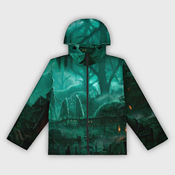 Ветровка с капюшоном женская Причал у болота, цвет: 3D-черный