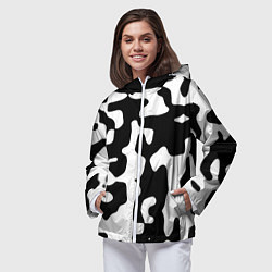 Ветровка с капюшоном женская Камуфляж Cowskin крупный, цвет: 3D-белый — фото 2